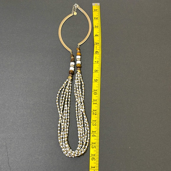Talbots Multistrand Statement White & Gold Beads Necklace - Picture 7 of 7